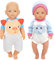 2 Sets Cartoon Baby Puppe Kleidung einschließlich Strampler und Hut für 43cm / 17 Zoll Neugeborene Babypuppen (Keine Puppe)