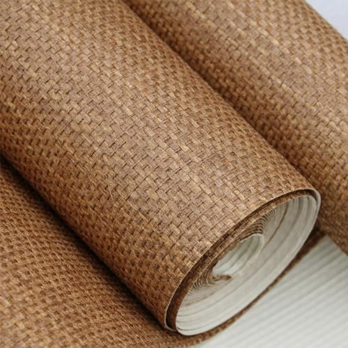 PUCIO Natur Stroh Tapete Flechten Sie Beschaffenheits, Echte Naturfasertapete Grastapeten, Strukturtapete Tapete Boho Style Beige, Wandtapete für Flur Schlafzimmer Wohnzimmer Hotel Dekoration