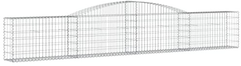 vidaXL Gabione mit Hochbogen 10 STK., Steinkorb Drahtkorb Dekorativ, Gabionenkörbe Verstärkte Gabionenhaken, Gabionenwand Gabionen Zaun Garten, Verzinktes Eisen
