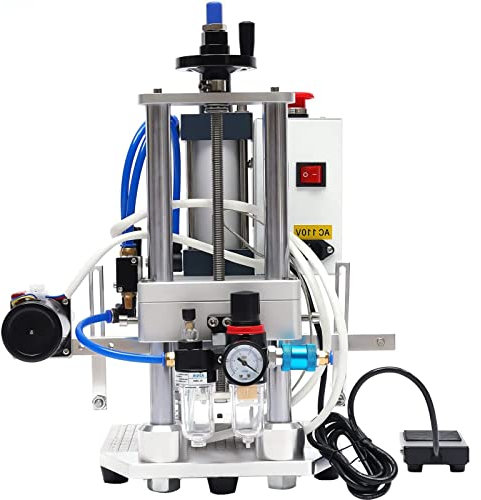 Lxwyq Double Rod Pneumatic Hot Stamping Machine, 500W Leather Embossing Machine W/Auto Roll Function, Heating Plate 8 * 10cm for PVC Leather Pu and Paper