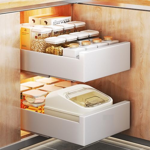 Sightday Teleskopschublade,Ausziehbarer Schrank Organizer,Küchenschrank Organizer Ausziehbar,Küchen Organizer Schublade für Küche,Wohnzimmer,Haus,Kein Bohren und Nageln Erforderlich (Weiß, 30cm)