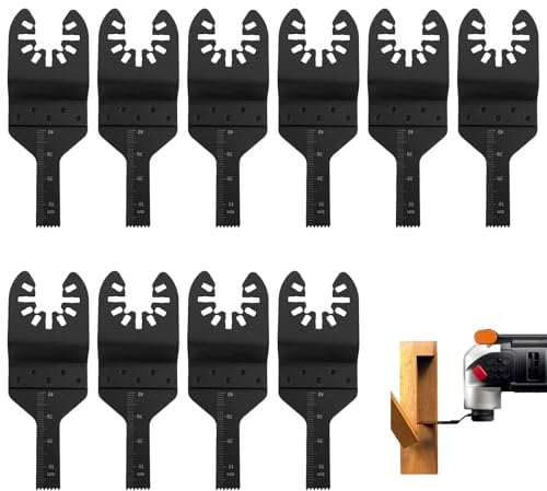 Multitool Sägeblätter Zubehör - 10Stk 10mm Holz Metall Kunststoff Multimaster Sägeblätter Multifunktionswerkzeug, Universal Schnellfreisetzung für Fein Multimaster, Bosch, Black&Decker