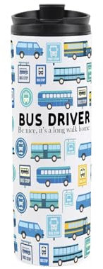 Purely Home Bus Driver Travel Mug - Novelty Trades Gift Reusable Stainless Steel Vacuum-Sealed Double-Walled Hot/Cold Drinks Travel Flask 500ml (16 fl oz)