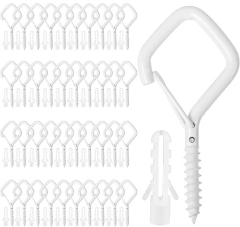 Haken Zum Schrauben,40PCS Weiß Schraubhaken,Deckenhaken,Wandhaken Zum Schrauben,Hakenschrauben,Haken Decke,Schraubhaken Weiß,Deckenhaken Weiß,Ösenschrauben,Selbstklebende Deckenhaken,Schaukelhaken