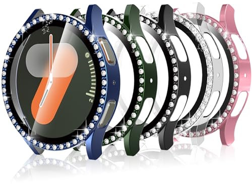 Bigqin 5 Pezzi Cover con Vetro Pellicola Protettiva Compatibile Per Samsung Galaxy Watch 7 44mm,Con Custodia Completa Protezioni Antiurto Schermo Protezione Copertina