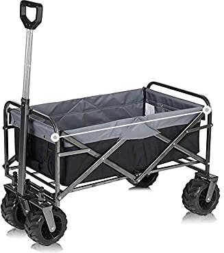 NZpost Faltbarer TrolleyTransportwagen Outdoor-Angelwagen Faltbarer tragbarer multifunktionaler Einkaufswagen Trolley (Schwarz Grau)