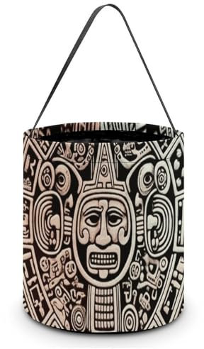 YKLBV Maße: 20 x 21 x 18 cm (B x L x L); Halloween-Tragetasche, Maya-Kalender, Ende der Welt, bedruckte Süßigkeitentüten – wiederverwendbar für Partys und Geschenke