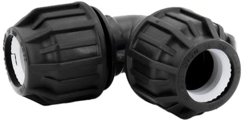 H2O-Flex® Black Edition 25mm PP Fitting Bogen mit DVGW Klemmverbinder 25er Verschraubung mit 90° Winkel für PE Rohr Verschraubung Adapter
