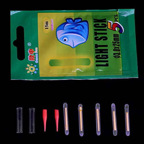 Mirweon 5 x fluoreszierende Leuchtstäbe zum Angeln, Nachtlicht, zum Anklippen, dunkler Leuchtstab