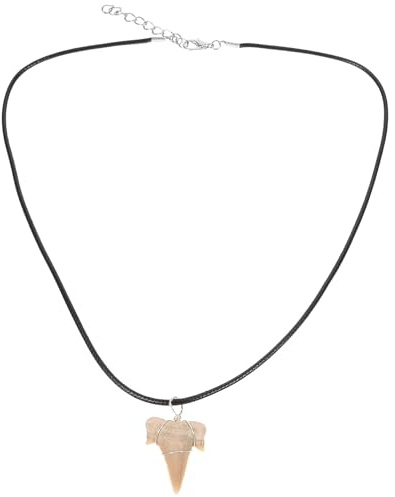 Homoyoyo Echte Haizahn Kette Aus Kunstleder - Choker Mit Haifischzahn Anhänger - 49x35cm Einzigartiger Schmuck Für Meerliebhaber Und Abenteuerlustige