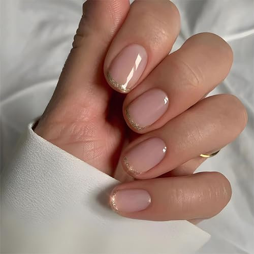 Cosmeria Press On Nails Set, 24 Pièces Faux Ongles Blancs avec Finition Gel, Faux Ongles Courtes à Coller, Ongles Gel Doux Longue Durée
