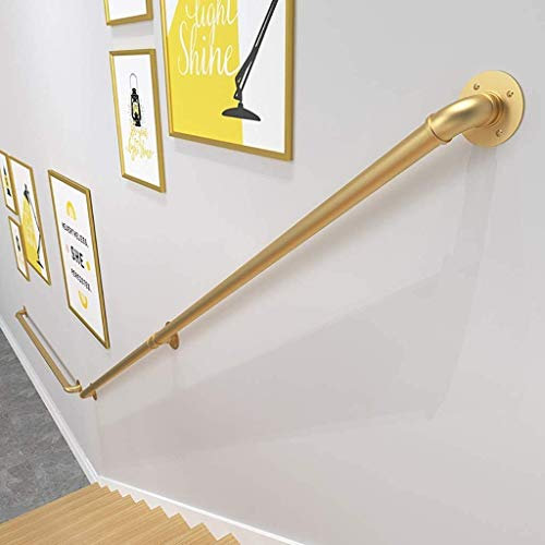 Metall-Eisen-Wasserrohr-Design, Innentreppen-Handlauf-Set, moderne goldene Geländer-Stütze für Treppen (80 cm)