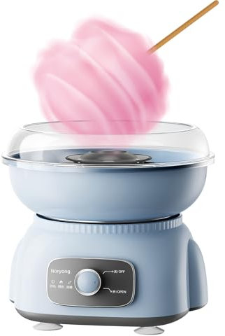 SYFUNLV Zuckerwattemaschine,500W Elektrische Stumm Zuckerwattemaschine,Mit Transparenter Spritzschutz,Zuckerwattemaschine mit Quarz Heizelement,24cm,für Zuhause,Kindergeburtstag (Blau)