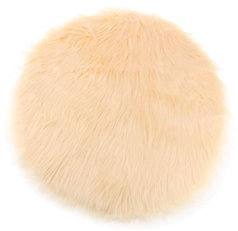 EHJRE Matte Aus Kunstfell für Stühle Und Sitzflächen, Beige 35cm