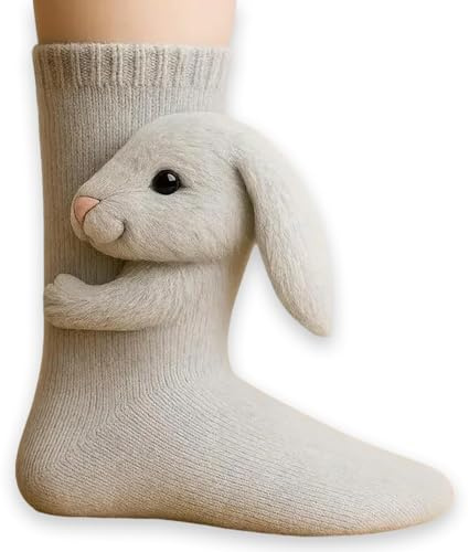 Battnot 3D Stricksocken Damen Strick Bodensocken Lustige Socken Warme Wintersocken mode Cartoon Bestickte Sportsocken Gestrickte Tier Hai Krokodilform Bettsocken Anti-Rutsch-Strickpullover Haushalt