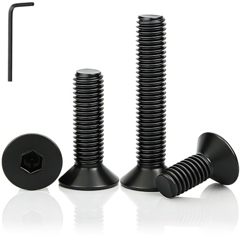 PDKKFF 20 Stück Senkkopfschrauben Schwarz M6x60mm, Innensechskant Schrauben | Senkkopf, DIN 7991, Kohlenstoffstahl Senkschrauben Vollgewinde mit Innensechskantschlüssel, für Möbel Maschinen