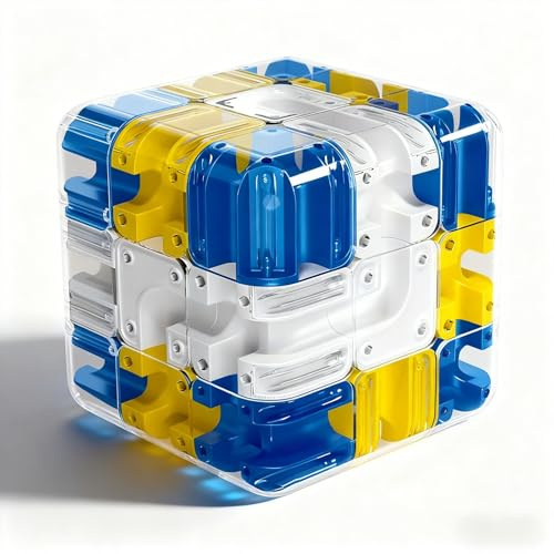 Large 3D Marble Maze Cube – Labyrinth Puzzle Cube with Ball, 3D Brain Teaser Maze Games for Teens & Adults, Twist-and-Maze Handheld Focus Toy, Educational Stress-Relief Puzzle Gift(#B)