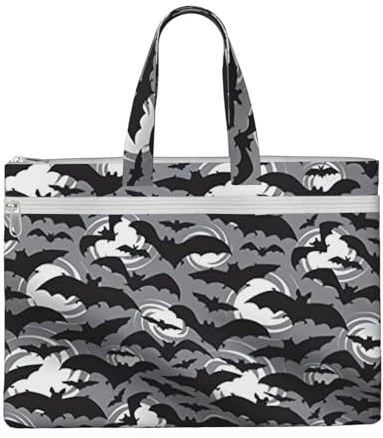 satyuw Bolsa de lona con estampado de murciélagos de Halloween, ligera, para oficina, trabajo, viajes, compras, playa, salidas