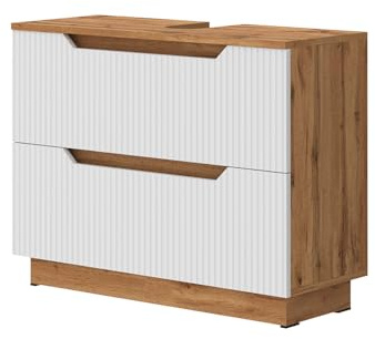 Vicco Waschbeckenunterschrank Lotta, Weiß, 79.6 x 62.5 cm | mit 2 Schubladen, zur Aufbewahrung von Badutensilien und Anschluss an Waschbecken