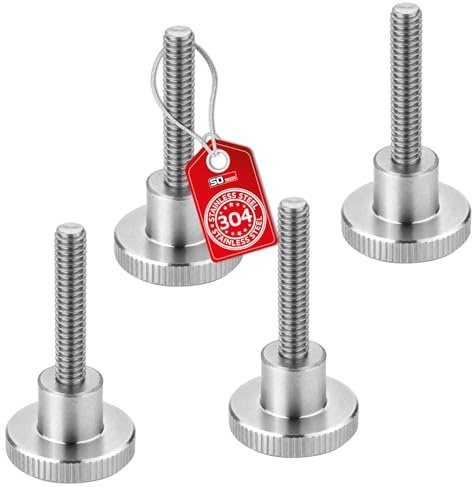 SOTECH 4 Stück Rändelschrauben M6 Länge 20 mm Edelstahl V2A (SS304) | hohe Form (mit Schaft 12 x 10 mm) DIN 464 metrische Griffschraube mit gerändelten Seitenflächen