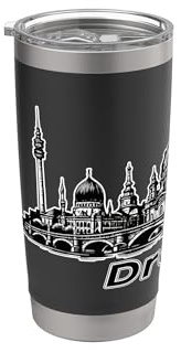 Dresden Skyline Herz rot - Retro Städte Design Doppelwandiger Edelstahl-Thermobecher