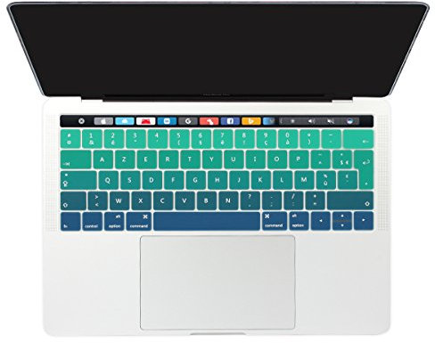 Batianda francés AZERTY Cubierta del Teclado/Keyboard Cover para Nuevo MacBook Pro 13 15 Touch Bar 2016 2017 (A1706/A1707),Verde Gradual