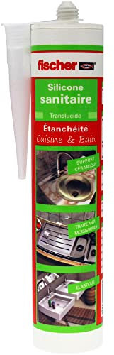 fischer - Mastic silicone sanitaire DSS translucide - application sanitaire / 1 cartouche de 310ml