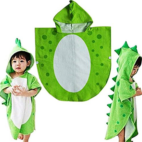Drcool Kinder-Badetuch aus 100% Baumwolle, Strandtuch mit Kapuze, Badeponcho, Pool-Handtuch, Dinosaurier-Muster, für Kleinkinder, Jungen und Mädchen von 0–4 Jahren