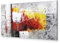 murando - Tableau décoratif abstrait 120x40 cm - Impression sur toile colorée - Décoration murale pour salon et chambre - Gris rouge jaune - Abstraction artistique moderne texture a-A-0331-b-b