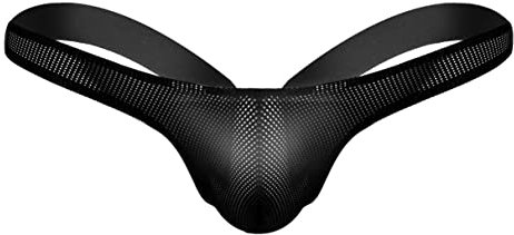 iiniim String Tanga Homme Sexy Transparent Jockstrap Micro Triangle Slip sous-vêtements Thong Taille Basse Extensible Bikini Lingerie Caleçon Respirant M-2XL Noir M