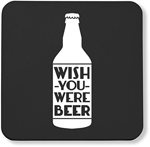 Hippowarehouse Wish you were beer pack of 2 coasters gloss finish durable backing 9cm x 9cm