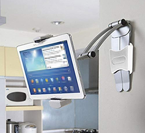 Beewanta Tablet-PC-Zubehör, Telefonhalterung, Küchenhalterung, rutschfest, Wandhalterung für Tablet, für 7-12 Zoll Tabs (Farbe: Silber)