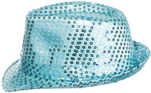 Brandsseller Paillettenhut Unisex Glitzerhut Partyhut Verkleidung Karneval Silvester - Hellblau