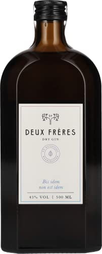 Deux Frères | Dry Gin | 500 ml | Mit 25 Botanicals | Farbveränderung beim Servieren | Klassisch, würziger London Dry Gin