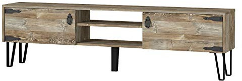 moebel17 4463 Costa TV Lowboard Fernsehtisch Fernsehschrank Schrank mit Metallfüße Wohnzimmerschrank, Walnuss, Holz, viel Stauraum, 180 x 49 x 29,5 cm