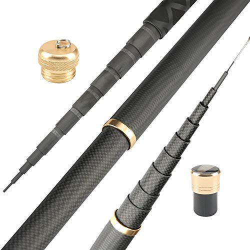XUCZHAI Super Light Hart Carbon Fiber Hand Angelrute Teleskop Angelrute 2.7M 3.6M 3.9M 4.5M 5.4M 6.3M 7.2M 8M 9M 10M Stream-Rod Angelrute Teleskoprute (Color : Black, Size : 4.5m)