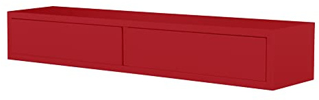 MODULARREDO | Domino Wandregal mit Schublade, Hängender Nachttisch, Wandregal, 88,2 x 13,4 x 20 cm, Rot – Made in Italy
