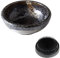 Wazakura Minoyaki Serie Ikebana Essenzielle Utensilien Set- Kleine runde Keramikvase und Kenzan Blumenfrosch für Blumenstecken Arrangements - Schwarze Vase + 61mm Schwarzen Kenzan