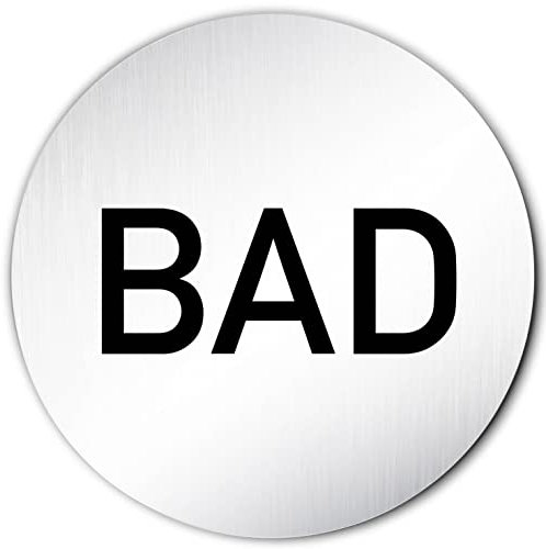 Kinekt3d Leitsysteme XXL Türschild • Ø 100 mm rund • Schild Bad/Badezimmer Schrift • aus veredeltem Aluminium Vollmaterial • geschliffene Edelstahloptik • 100% Made in Germany