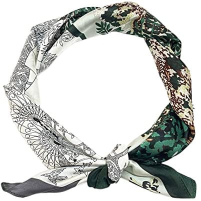 FAIRYGATE Schals für Damen Seidentuch Seidenschal Kleiner Bandana Halstuch Kopftuch Vierecktuch Seide Tuch Schal Druck Blumenmuster Tücher 96016
