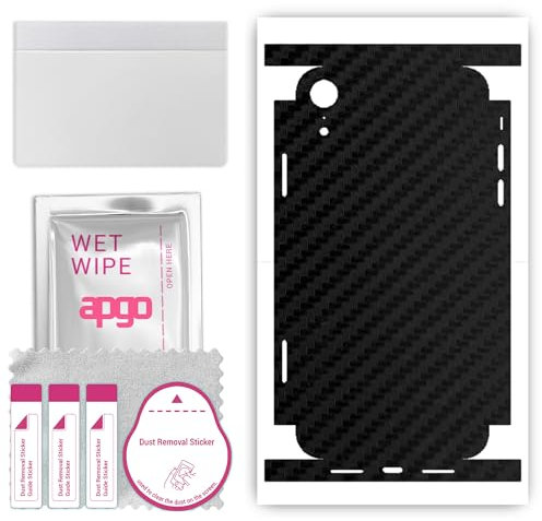 apgo Rückseite + Seiten Schutzfolie, Skin, kompatibel mit Apple iPhone XR, Hinten Displayschutzfolie aus Vinylfolie, Kratzfest, einfache Montage - Schwarzer Kohlenstoff