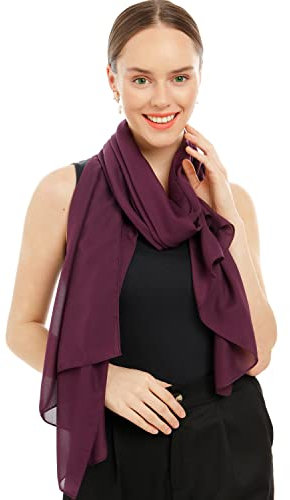 Chiffon Schal Damen Dunkelviolett - Seidenweich und Federleicht - Eleganter Halstuch Schal - Polyester Tuch Halstuch Damen Frühling Sommer - Pflegeleichtes Schaltuch - Damenschal (Dunkelviolett)