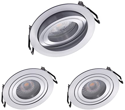 Oktaplex 3er Set Deckenspots LED Lyon schwenkbar 4,8W 2700K | 230V, 380lm, Warmweiß, Einbauleuchten mit LED Modul Einbaustrahler Rund Lochmaß 80mm