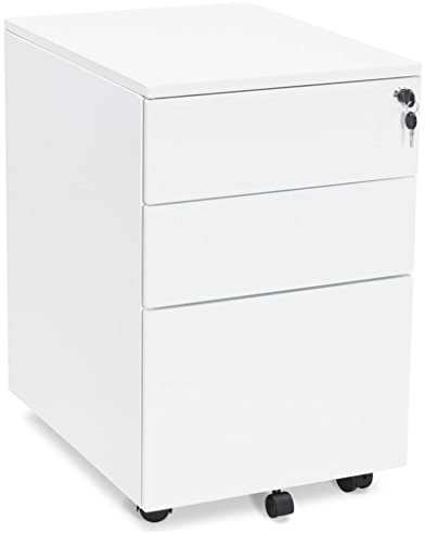 KADIMA DESIGN Demeter Rollcontainer Standcontainer Bürocontainer Metal Weiß (White) 61 x 52 x 40