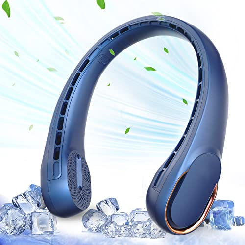 ASNUG Ventilateur de cou rechargeable par USB, batterie 4000 mAh, 3 vitesses réglables, refroidissement plus rapide, ultra silencieux, convient pour la maison, le bureau, les voyages, le sport
