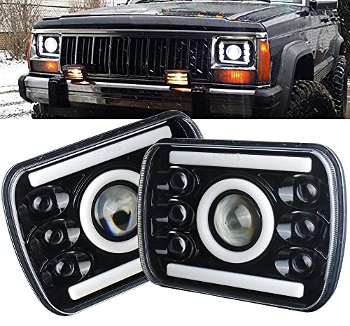 BATLAM 7X6 5X7 Zoll Projektor Scheinwerfer Hohes Abblendlicht Tagfahrlicht Für Jeep Cherokee XJ 2 Stück