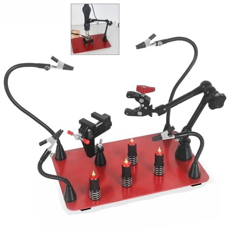 The Third Hand Heavy Base Welding Third Hand Helping Hands Soldering Tool with 4 Magnetic Flexible Arms PCB Holder Heat Gun Stand (Color : N-5AR-5C)