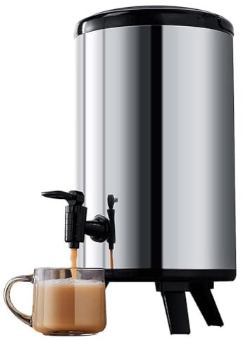 Dispensador térmico de bebidas frías y calientes con aislamiento de acero inoxidable de 8/10/12 L, con espita, enfriador de bebidas con barril de hielo, jarra de agua para té, café y leche grandes