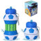CODiLLO Cantimplora, botella niños, botella niños, botella plegable, botella silicona, botella sin BPA, botella niño, idea regalo (550 ml, fútbol blanco azul)