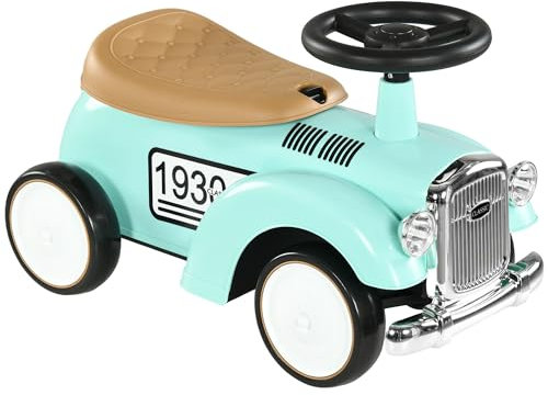 AIYAPLAY Correpasillos para Bebés de 12 a 36 Meses Coche sin Pedales con Bocina Compartimento de Almacenaje y Volante para Interior y Exterior 58x27x35 cm Verde Mint